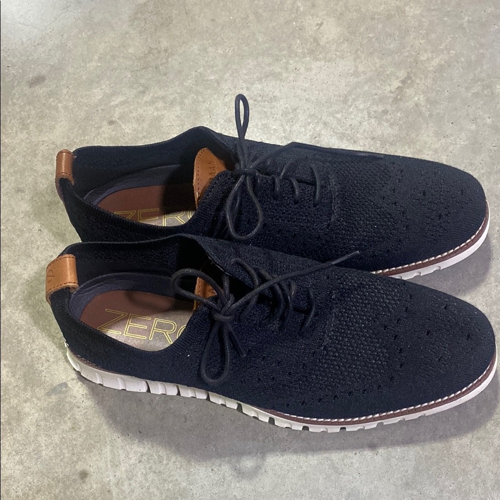 Cole Haan Black Knit Oxfords with Brown Accents